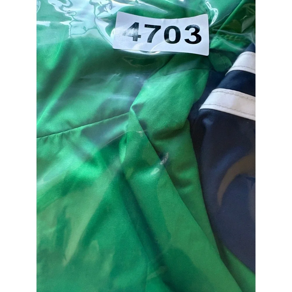 Adidas Windbreaker Jacket Mens XL Green Navy Colorblock Waterproof Hooded Zip-Up